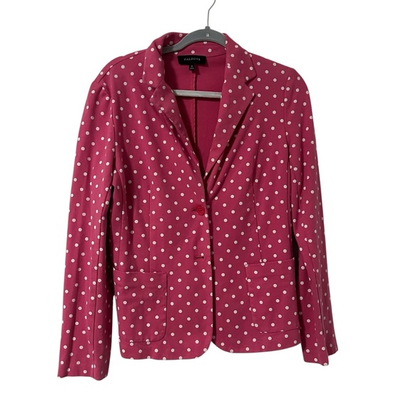 Talbots Jackets & Blazers - Talbots Pink Polka Dot Blazer Size Medium Summer Bright Preppy Trendy